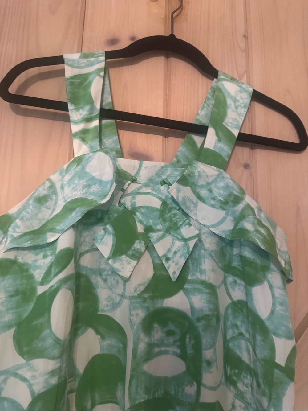 Green Print Ruffle Sundress - Picture 3 of 7